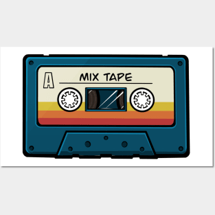 Blue Mix Tape Cassette Posters and Art
